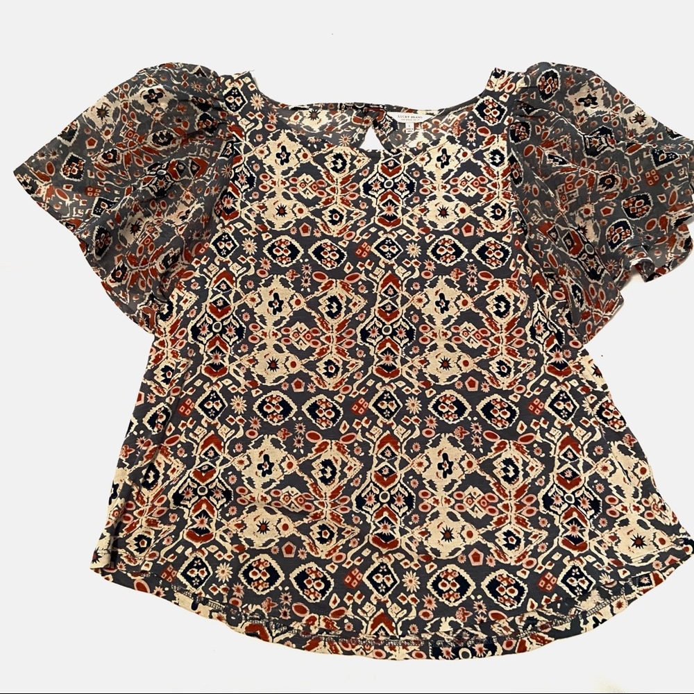 Lucky Brand Patterned Flowy Sleeve Blouse